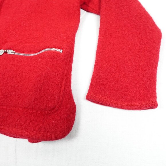 Vintage 90s Boiled Wool Jacket Rue Grenelle Women's Small Zip Up Sweater - Picture 4 of 11